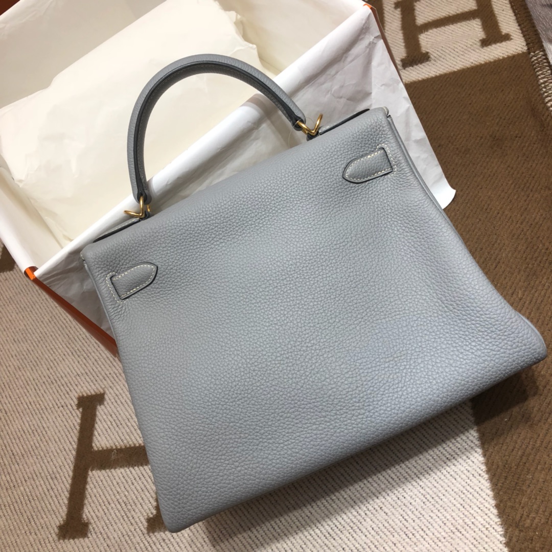 Hermes Kelly 28cm Handbag Shoulder Bag in Blue Lin Togo Leather